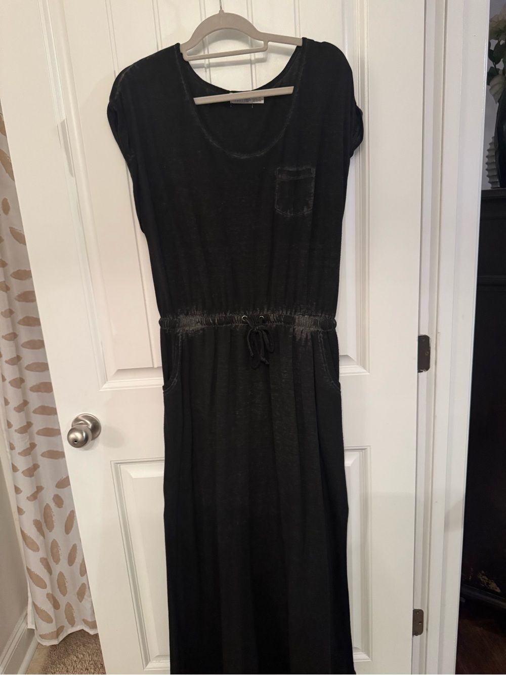 Time and Tru Black Drawstring Waist Maxi Dress - Women